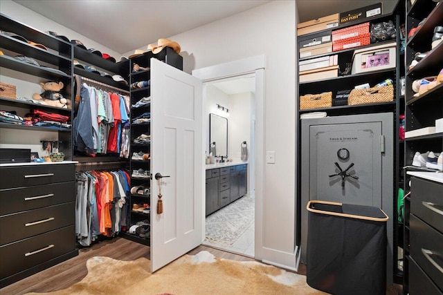 spacious closet featuring light wood-type flooring