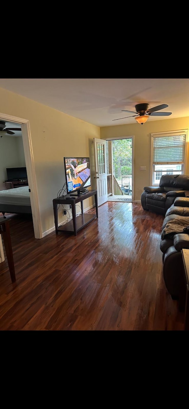 5423 Buckeye Rd, Hollywood, SC 29449 - living room featuring wood finished floors and a ceiling fan