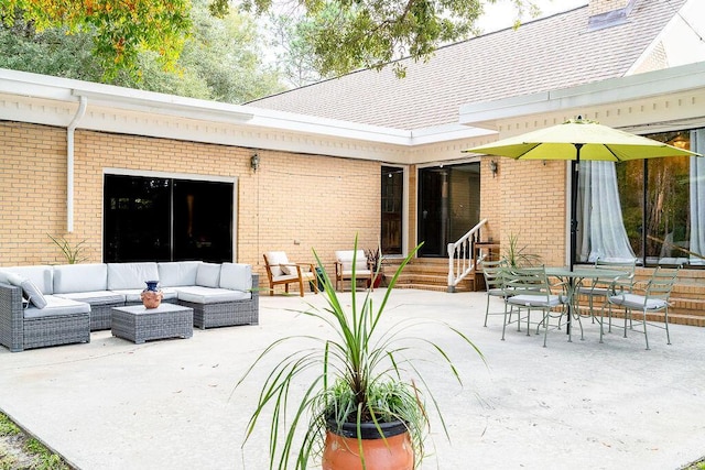 exterior space with an outdoor hangout area