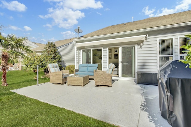 view of patio featuring an outdoor hangout area and grilling area