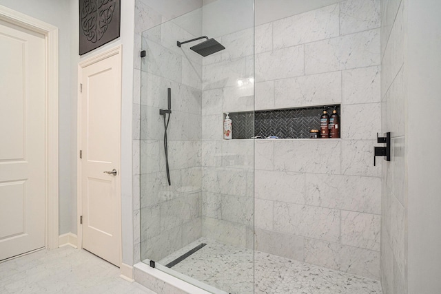 145 Pier View St Unit 111, Charleston, SC 29492 - bathroom featuring a walk in shower and marble finish flooring