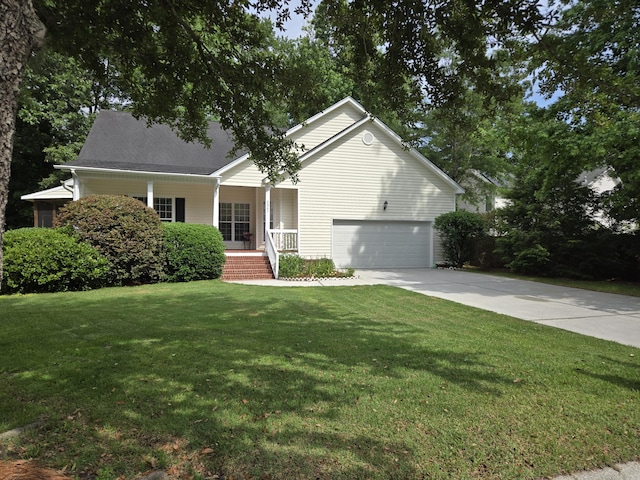 5347 Sundial Ct, North Charleston, SC 29418 - view of front of home featuring a porch, driveway, a front yard, and a garage