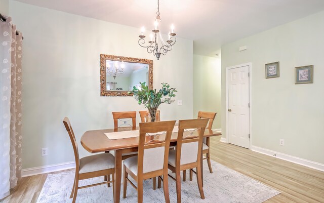 5347 Sundial Ct, North Charleston, SC 29418 - dining space featuring a chandelier, light wood finished floors, and baseboards