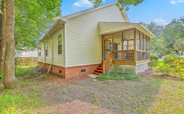 5347 Sundial Ct, North Charleston, SC 29418 - view of front of property featuring crawl space, a sunroom, and ceiling fan