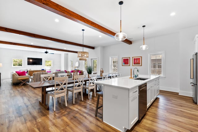 112 E Huron Ave Unit C, Folly Beach, SC 29439 - kitchen featuring a sink, stainless steel appliances, white cabinetry, and recessed lighting