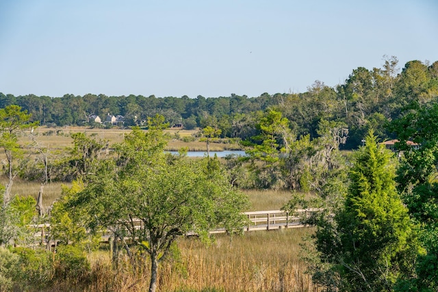 exterior space featuring a water view, a forest view, and a rural view