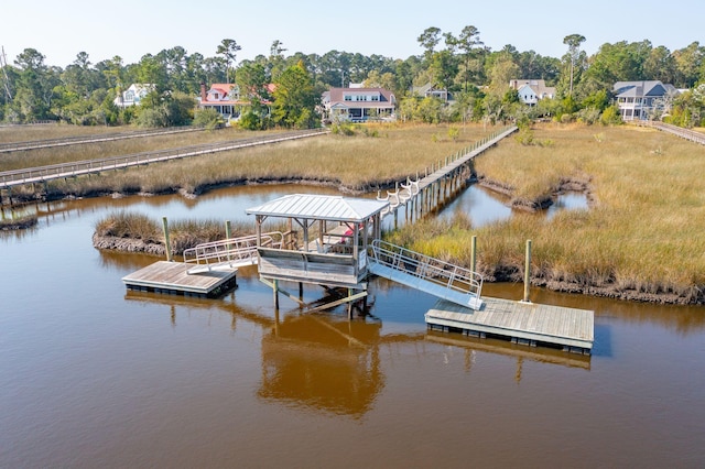 dock area featuring a water view