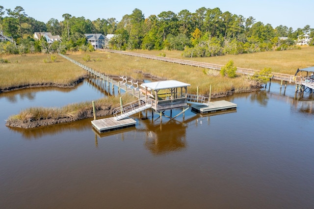 view of dock featuring a water view