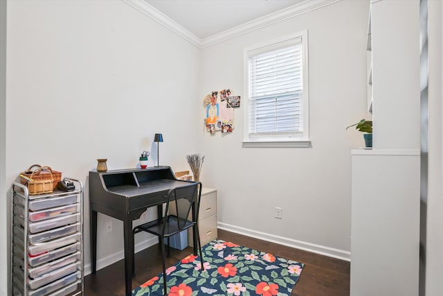 2324 Town Woods Rd, Charleston, SC 29414 - office space featuring crown molding, baseboards, and dark wood finished floors