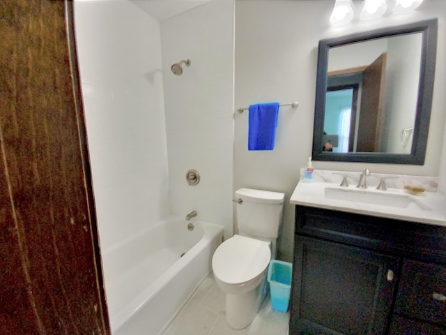 full bathroom with tile patterned floors, vanity, toilet, and bathing tub / shower combination