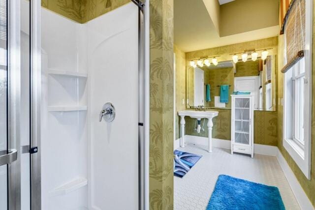 bathroom with walk in shower