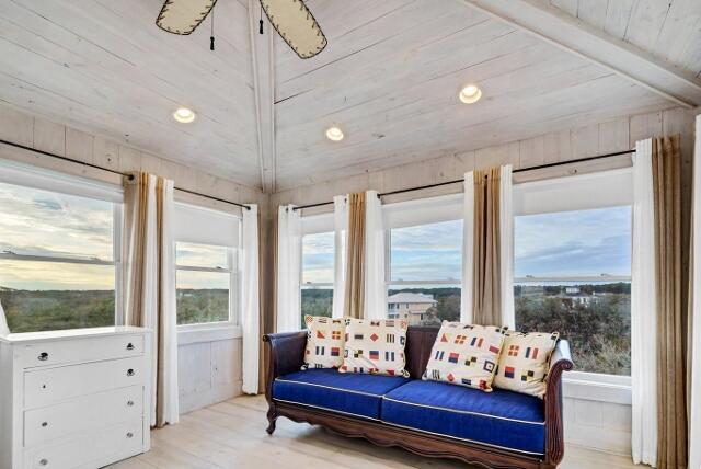 interior space with wooden ceiling