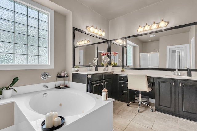 1311 Royal Links Dr, Mount Pleasant, SC 29466 - bathroom with plenty of natural light, double vanity, and a tub with jets