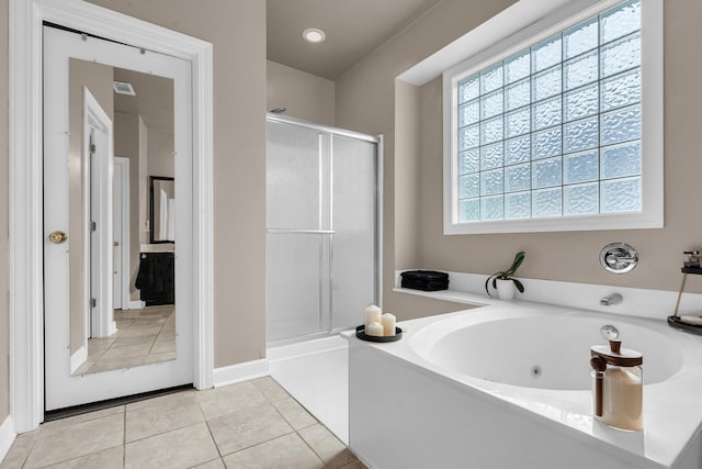 1311 Royal Links Dr, Mount Pleasant, SC 29466 - bathroom with a shower stall, a whirlpool tub, and tile patterned flooring