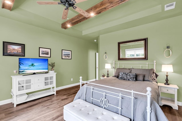1311 Royal Links Dr, Mount Pleasant, SC 29466 - bedroom featuring wood finished floors, beamed ceiling, and ceiling fan