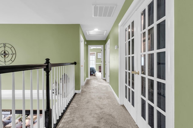 1311 Royal Links Dr, Mount Pleasant, SC 29466 - corridor with carpet floors, french doors, and attic access