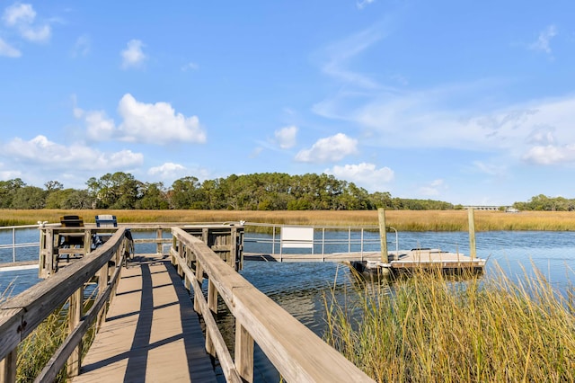 dock area featuring a water view