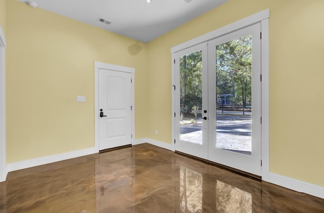 4429 Francis Younge Way, Hollywood, SC 29449 - doorway with french doors, baseboards, finished concrete floors, and visible vents