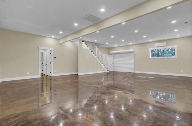 4429 Francis Younge Way, Hollywood, SC 29449 - below grade area with a wall mounted air conditioner, stairs, recessed lighting, baseboards, and visible vents