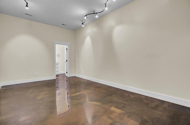 4429 Francis Younge Way, Hollywood, SC 29449 - empty room with rail lighting, visible vents, baseboards, and finished concrete floors
