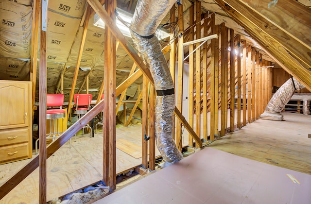 view of unfinished attic