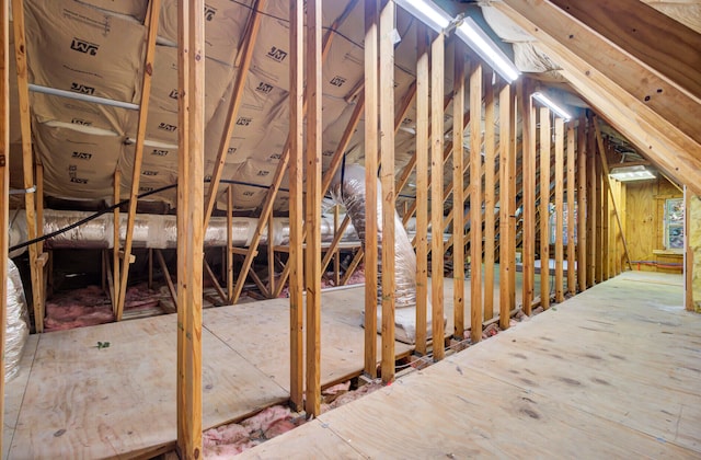 view of unfinished attic