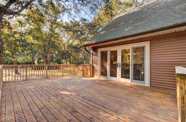 wooden deck with french doors