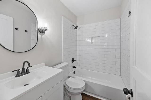 full bathroom with vanity, toilet, and shower / bathtub combination