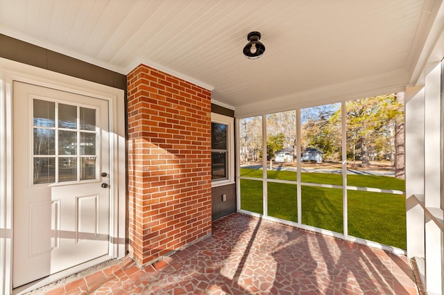 view of unfurnished sunroom