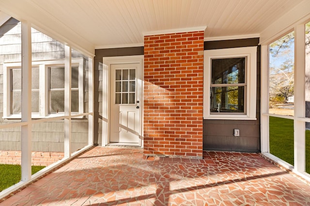 view of unfurnished sunroom