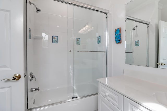 bathroom with vanity and enclosed tub / shower combo