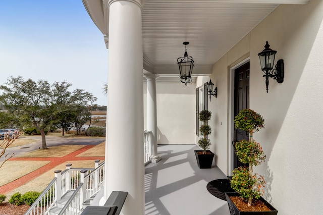 view of terrace with a porch