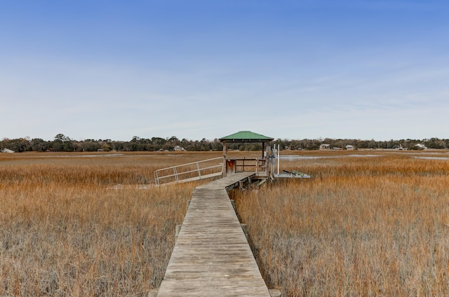 view of dock featuring a gazebo