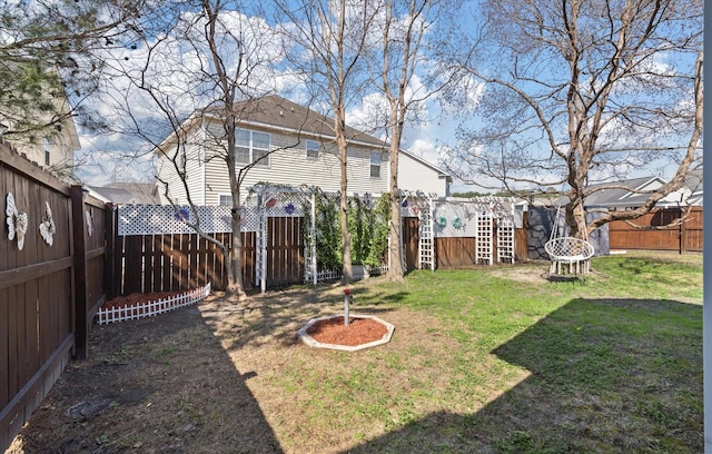 view of yard featuring a fenced backyard