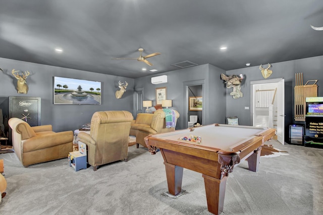 1098 Reserve Ln, Awendaw, SC 29429 - playroom featuring carpet floors, billiards table, a ceiling fan, and recessed lighting