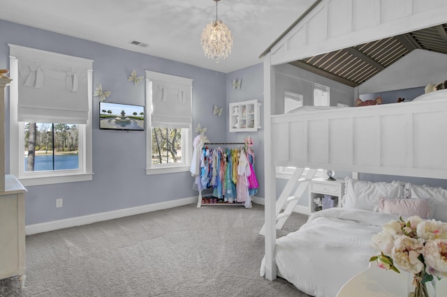 1098 Reserve Ln, Awendaw, SC 29429 - bedroom with carpet and a chandelier