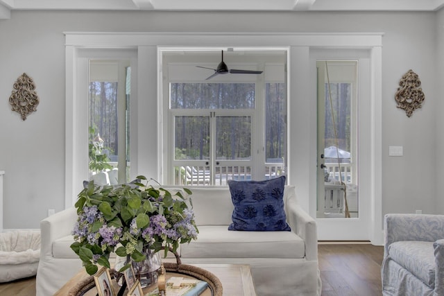 1098 Reserve Ln, Awendaw, SC 29429 - living room featuring ceiling fan and wood finished floors