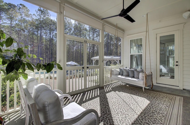 1098 Reserve Ln, Awendaw, SC 29429 - sunroom featuring a ceiling fan, plenty of natural light, and an outdoor living space