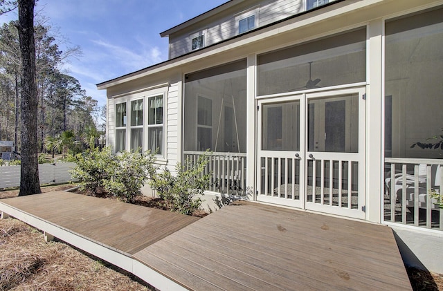 1098 Reserve Ln, Awendaw, SC 29429 - wooden terrace featuring a sunroom