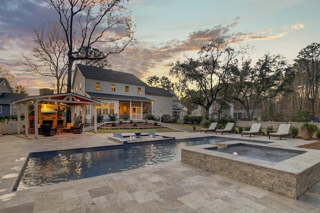 1098 Reserve Ln, Awendaw, SC 29429 - view of swimming pool with an in-ground hot tub, a patio, a gazebo, and outdoor lounge area