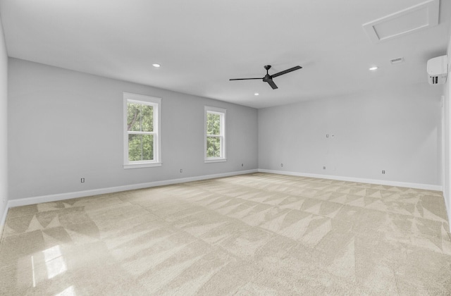 1098 Reserve Ln, Awendaw, SC 29429 - unfurnished room with light carpet, recessed lighting, a ceiling fan, and a wall mounted AC