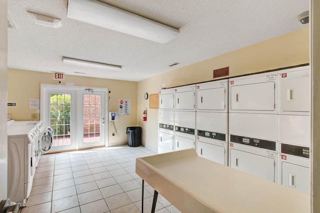 107 Hickory Ln Unit C, Ladson, SC 29456 - interior space with stacked washer / drying machine, a textured ceiling, and light tile patterned floors