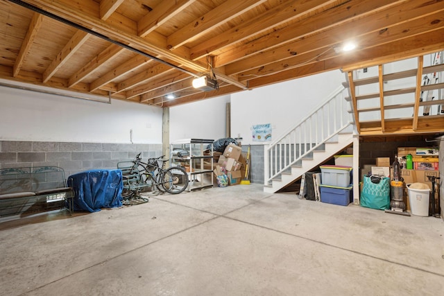 garage with a garage door opener