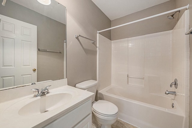 full bathroom with vanity, tile patterned flooring, toilet, and shower / bath combination