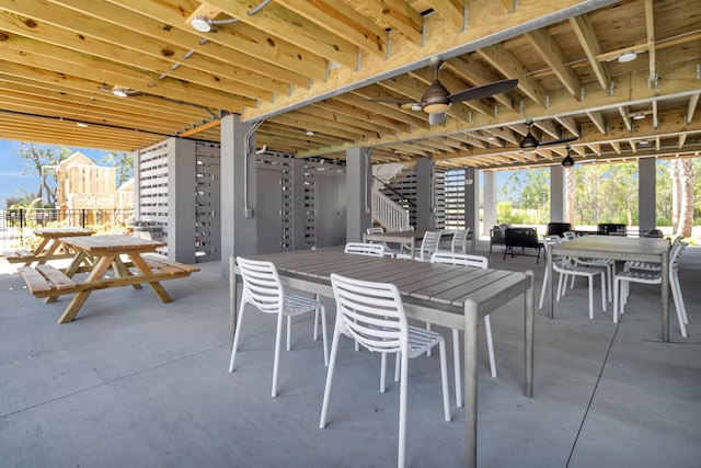 view of patio with ceiling fan