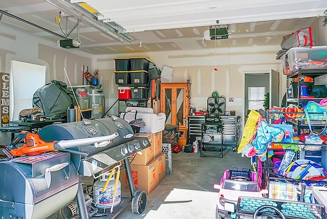 garage with a garage door opener