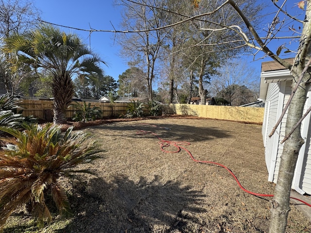 view of yard featuring a fenced backyard