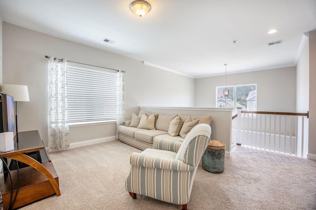 106 Sago Ct, Summerville, SC 29486 - living room featuring carpet flooring, crown molding, and baseboards