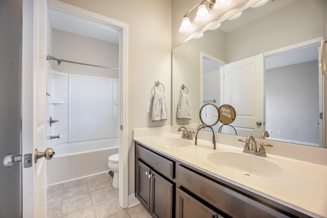106 Sago Ct, Summerville, SC 29486 - full bathroom featuring toilet, double vanity, shower / washtub combination, and tile patterned flooring