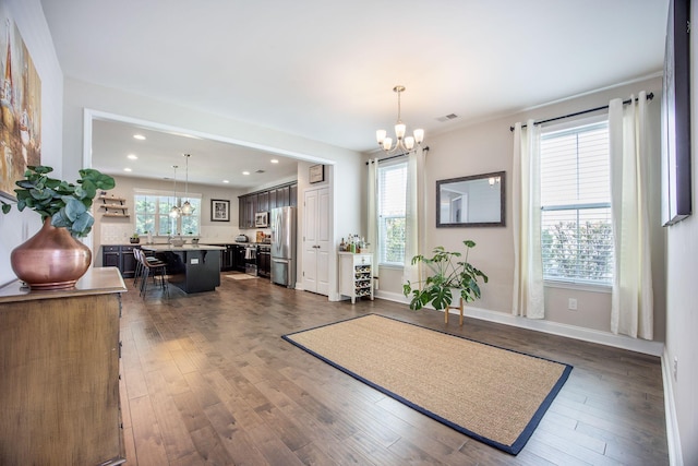106 Sago Ct, Summerville, SC 29486 - foyer featuring a chandelier, dark wood-style flooring, recessed lighting, and baseboards